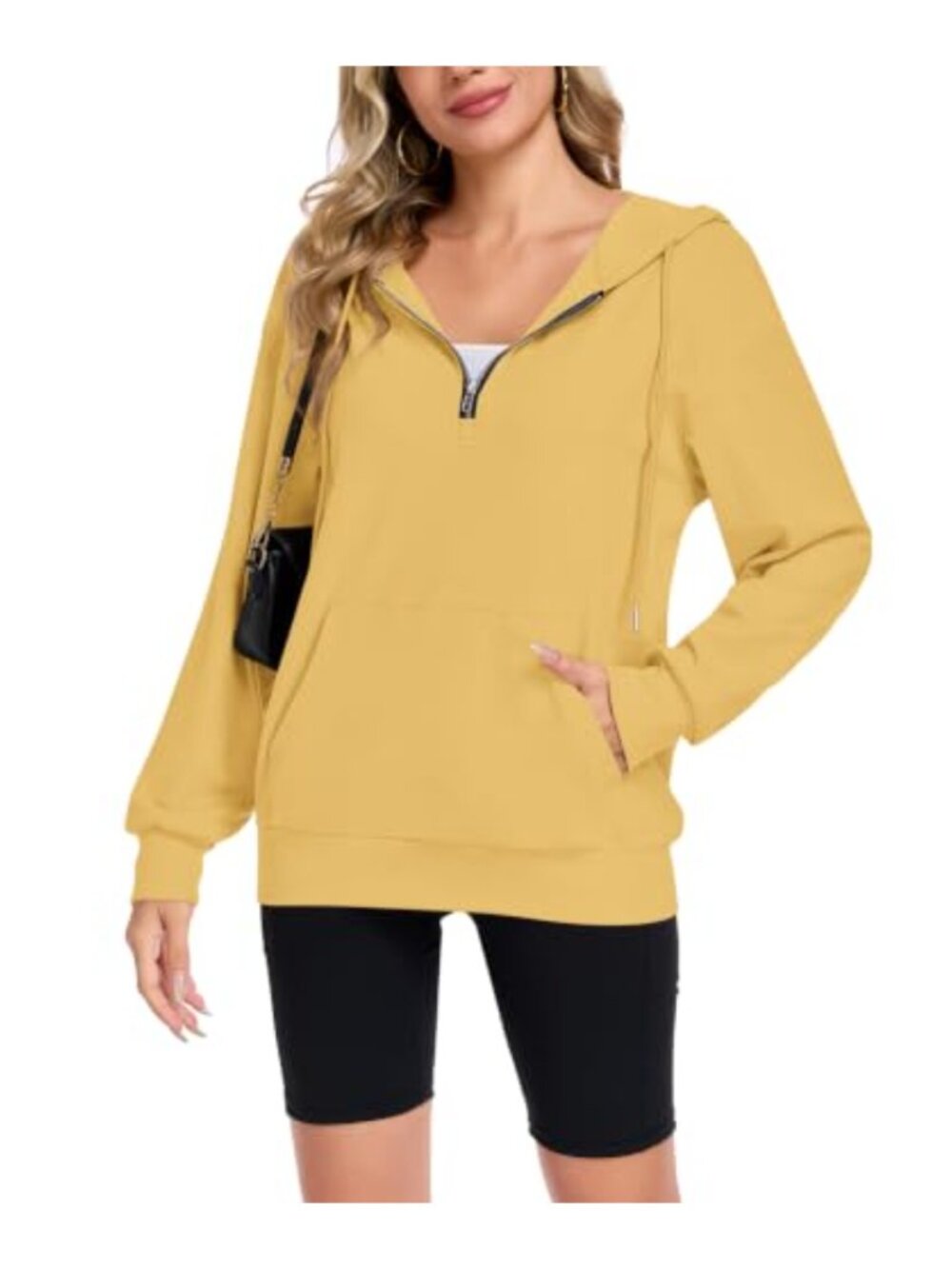 Oversized Half Zip Hoodie Women Long Sleeve Fleece Pullover